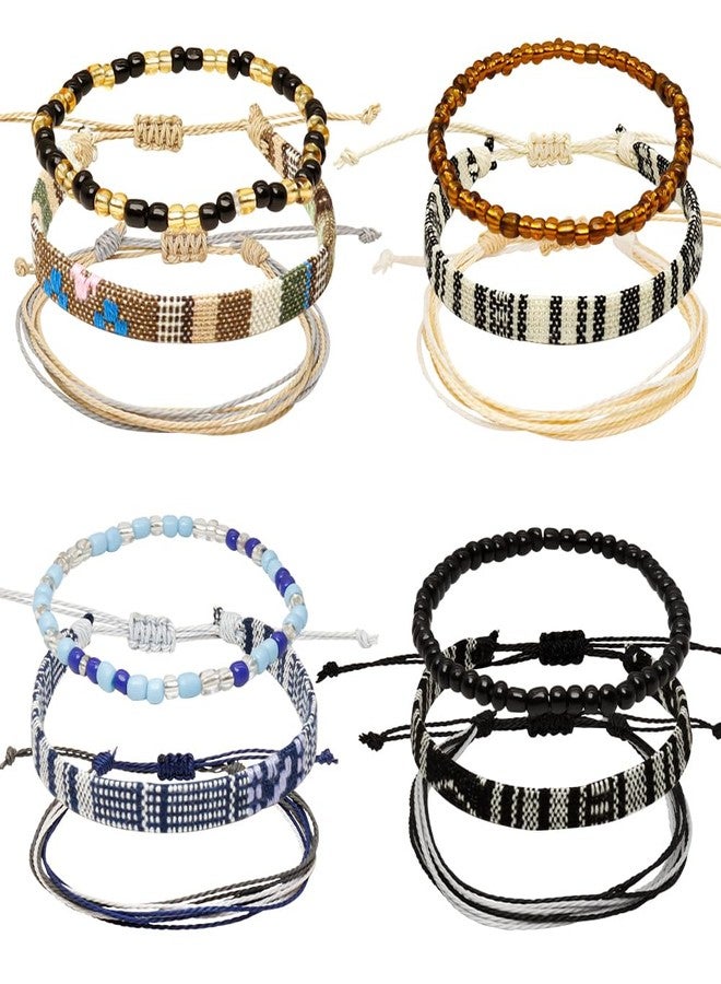 Mannikesi 12pcs Surfer Beach Bracelet Set Men and Women, Bracelets For Men, Handmade Boho Bracelets Jewelry Wrap Bracelets Adjustable, Men'S And Women'S Anklet, String Rope Ankle Bracelet Christmas Gift - Image 1